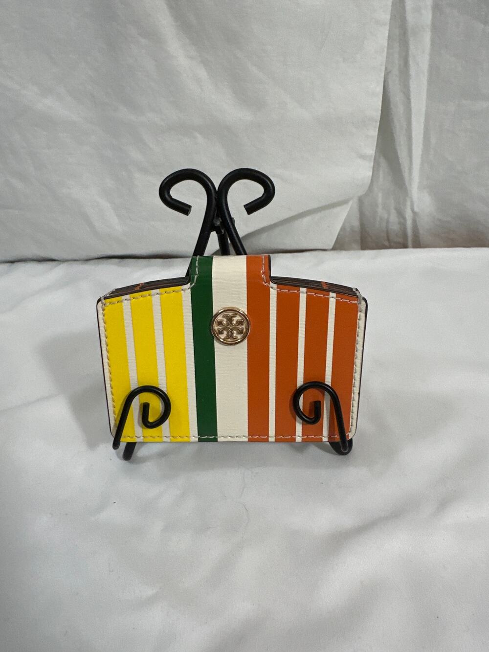 Tory Burch Robinson Stripe Accordion Card Case  EUC